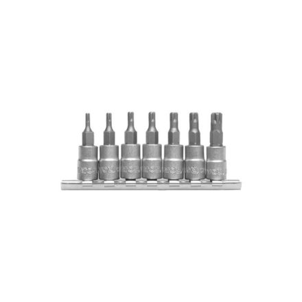 YATO Bit-Stecknuss-Set, 7-teilig, Loch 5-Zack, Torx 1/4 Zoll T10-T40 CrV