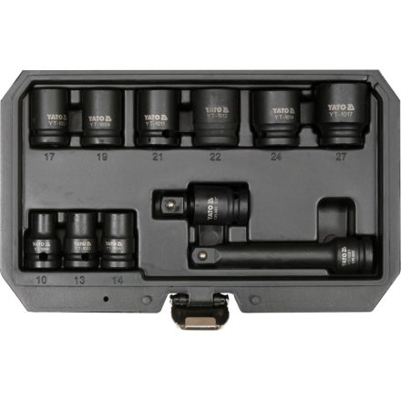 YATO Maschinen-Steckschlüsselsatz 11-teilig 1/2" 10-27 mm CrMo