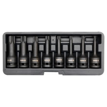YATO Maschinen-Steckschlüsselsatz mit langem Bit, 8-teilig, Torx 1/2 Zoll T30-T80 CrMo