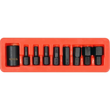 YATO Maschinen-Inbusbit-Set 9-teilig 1/2" 6-19 mm Steckschlüsseladapter