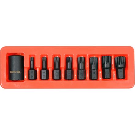YATO Maschinen-Spline-Bit-Set, 9-teilig, 1/2 Zoll M6-M18 mm Steckschlüssel-Adapter