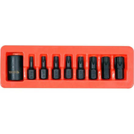 YATO Maschinen-Torx-Bit-Set, 9-teilig, 1/2 Zoll T30-T70 Steckschlüssel-Adapter