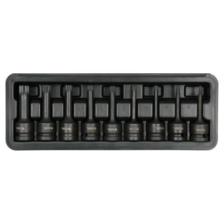 YATO Maschinen-Steckschlüsselsatz mit langem Bit, 9-teilig, Spline 1/2 Zoll, M4-M16, CrMo