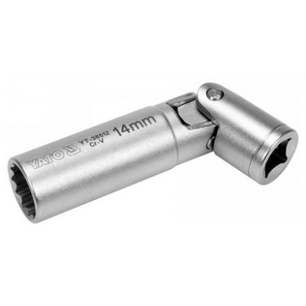 YATO Zündkerzenschlüssel mit Gelenk und 3/8" Anschluss, 14 mm / 88 mm CrV