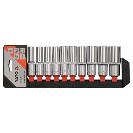 YATO Langer Steckschlüsselsatz 10-teilig 1/2" 10-24 mm CrV
