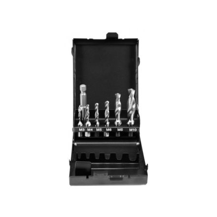 YATO Kombiniertes Bohrer-Gewindebohrer-Set 7-teilig Bit-Aufnahme (M3-M4-M5-M6-M8-M10)