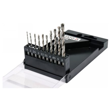 YATO Spiralbohrer-Set mit Bit-Halter 10-teilig 1,5-6 mm HSS 6542
