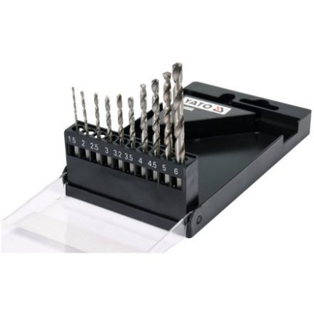 YATO Spiralbohrer-Set mit Bit-Halter 10-teilig 1,5-6 mm HSS 6542