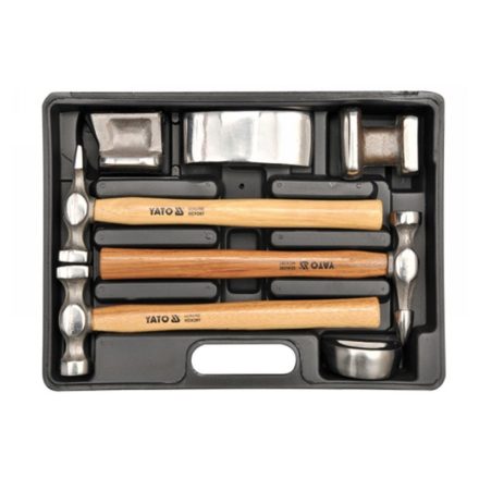 YATO Karosseriehammer und Glätteisen-Set mit 7-teiligem Hickory-Stiel