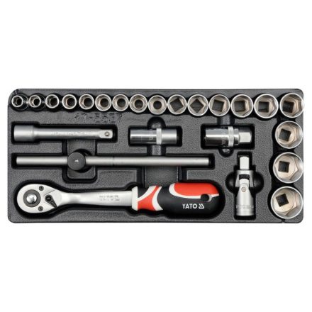 YATO Steckschlüsselsatz 24-teilig 1/2" 10-32 mm CrV (Schubladeneinsatz)
