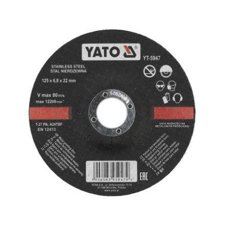 YATO Reinigungsscheibe für Metall 125 x 6,8 x 22,2 mm, Inox