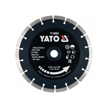 YATO Diamant-Trennscheibe 230 x 2,2 x 10 x 22,2 mm segmentiert