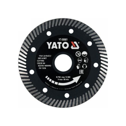 YATO Diamanttrennscheibe 115 x 1,3 x 10 x 22,2 mm Turbo