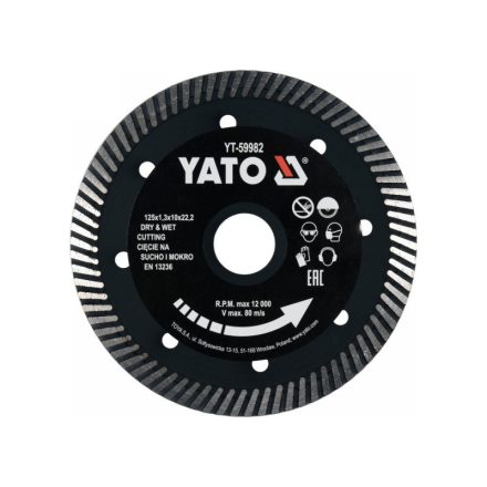 YATO Diamanttrennscheibe 125 x 1,3 x 10 x 22,2 mm Turbo