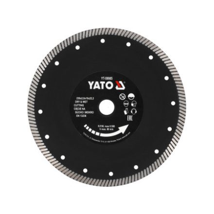 YATO Diamanttrennscheibe 230 x 2,0 x 10 x 22,2 mm Turbo