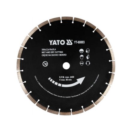 YATO Diamanttrennscheibe 350 x 3,4 x 10,0 x 25,4 mm segmentiert