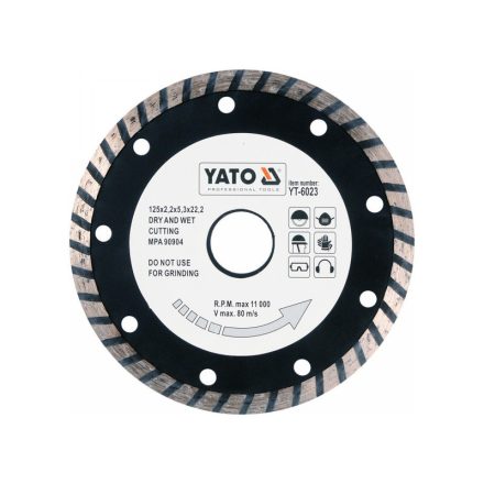 YATO Diamanttrennscheibe 125 x 2,6 x 8,0 x 22,2 mm Turbo