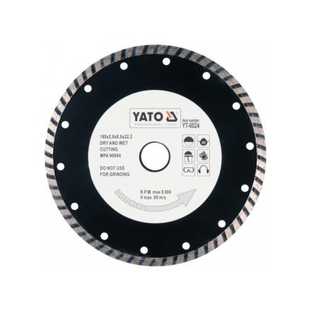 YATO Diamanttrennscheibe 180 x 2,8 x 8,0 x 22,2 mm Turbo