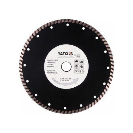 YATO Diamant-Trennscheibe 230 x 3,1 x 8,0 x 22,2 mm Turbo