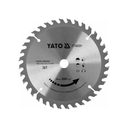 YATO Sägeblatt für Holz 165 x 16 x 1,5 mm / 36T
