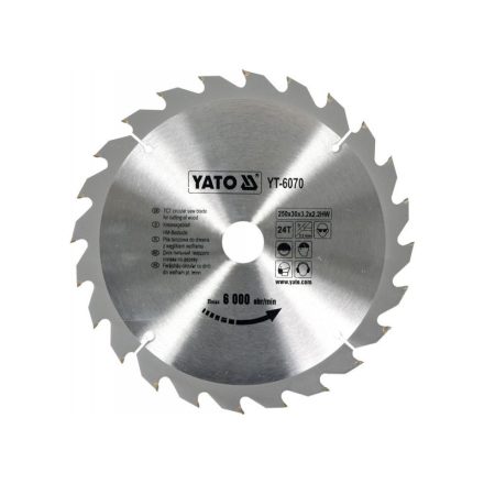 YATO Sägeblatt für Holz 250 x 30 x 2,2 mm / 24T
