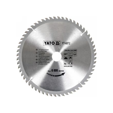 YATO Sägeblatt für Holz 250 x 30 x 2,2 mm / 60T