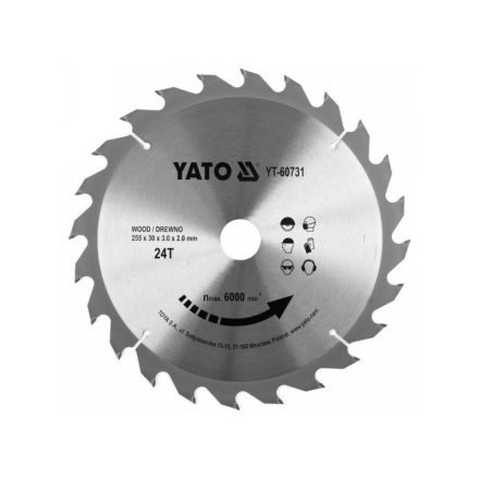 YATO Sägeblatt für Holz 255 x 30 x 2,0 mm / 24T