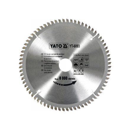 YATO Sägeblatt für Aluminium 210 x 30 x 2,2 mm / 72T