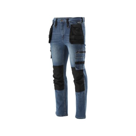 YATO Arbeitssicherheitsjeans lange Hose Größe S 17 Taschen dunkelblau