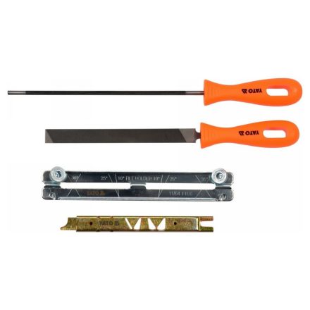 YATO Hand-Kettenschärfset 4-teilig 3/8" 4 mm