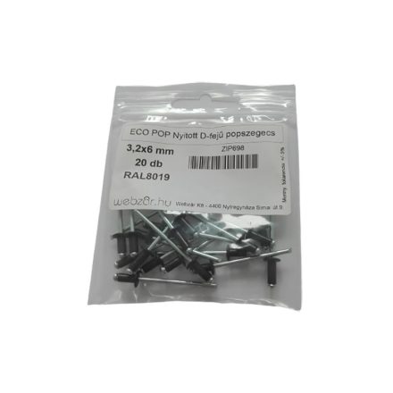 EcoPop offener D-Kopf-Blindniet 3,2x6 RAL8019 (20 Stück)