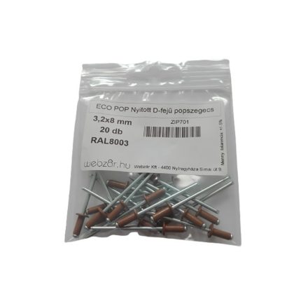 EcoPop offener D-Kopf-Blindniet 3,2x8 RAL8003 (20 Stück)