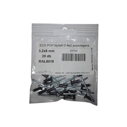 EcoPop offener D-Kopf-Blindniet 3,2x8 RAL8019 (20 Stück)