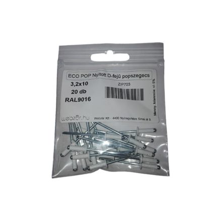 EcoPop offener D-Kopf-Blindniet 3,2x10 RAL9016 (20 Stück)